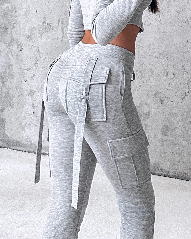 Drawstring Slit Pocket Design Sweatpants