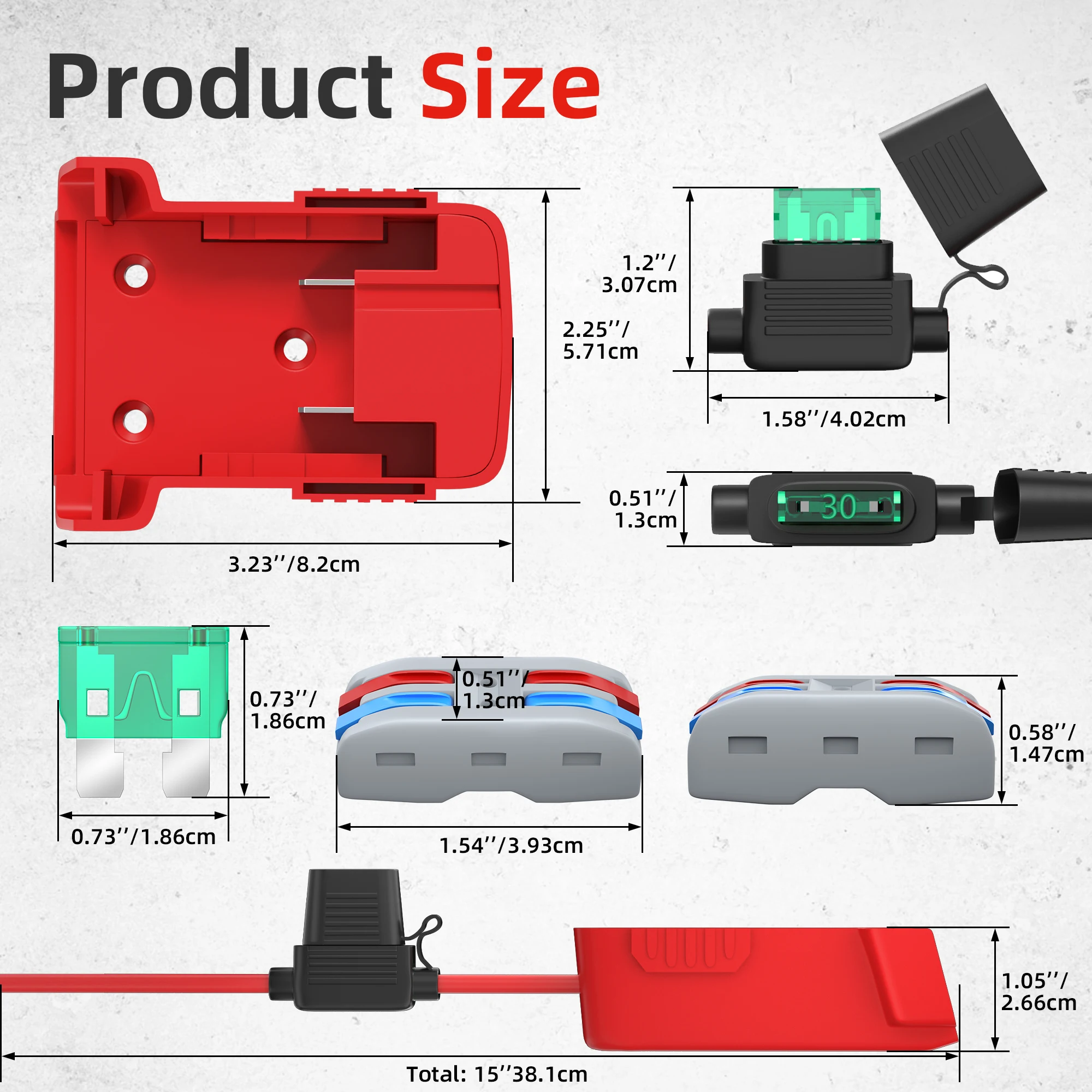 2PCS Power Wheels Adapter 18V Battery Adapter Converter for Power Wheel Adapter for RC Car & Robotics Toys Complete with Fuse