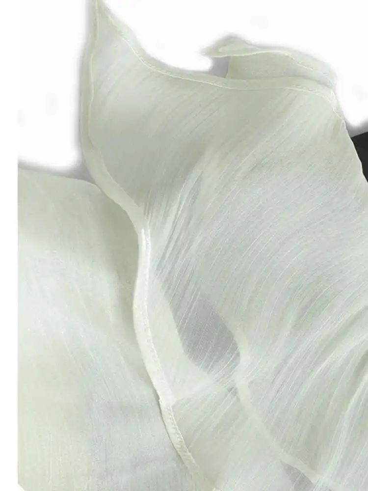 ZMEENNA Vestido feminino preto e branco com babados em camadas, manga comprida, gola redonda, mini com cinto, casual solto, linha A ZM3263