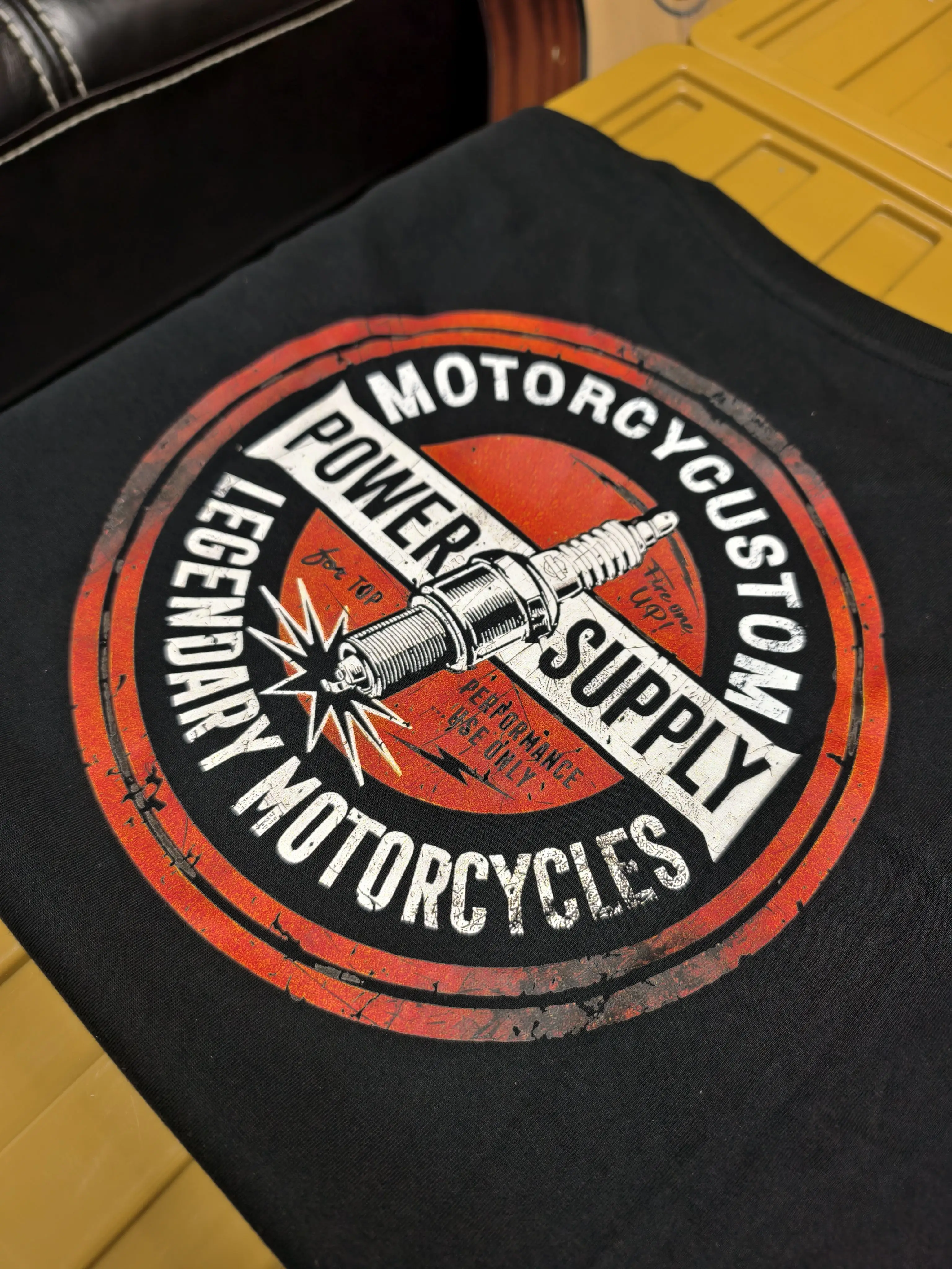 

Literary Style Harley Spark Plug Butcher Ducati Cotton Back Print Short-sleeved Men's and Women's T-shirt