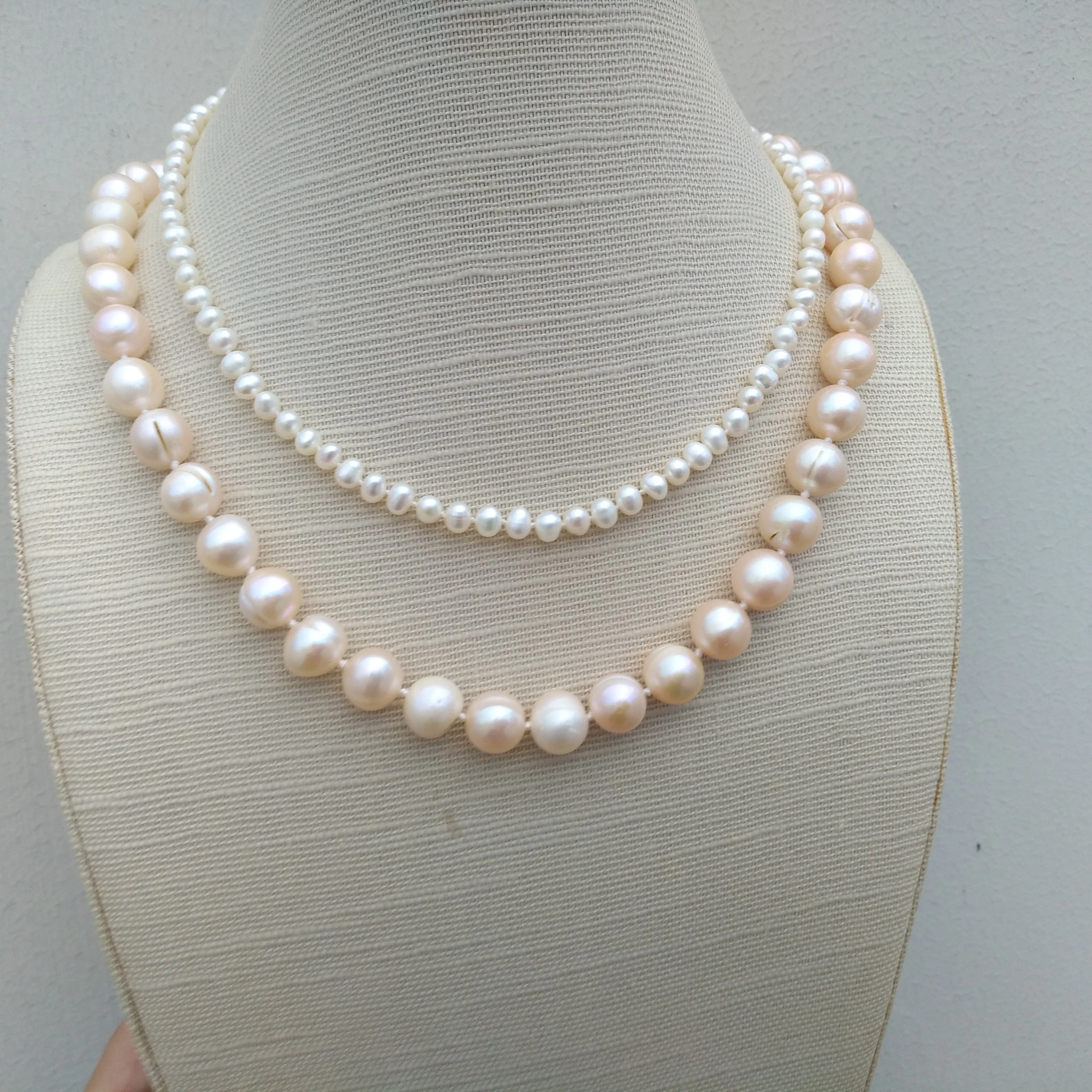 Stunning Original Real shot photos AAA Natural South Sea White Pink Real Pearl Purple Necklace 14K Gold P