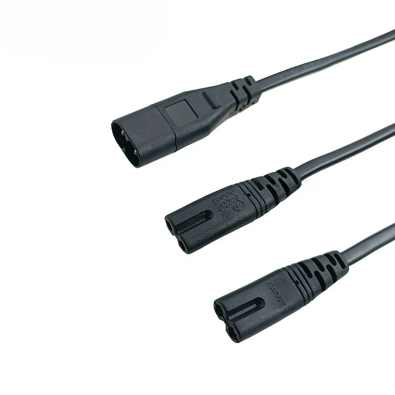 60CM 30CM IEC320 C8 Plug To C7X2  Receptacle Male To Female Extension Power Supply Main Adapter Cable White/black Color