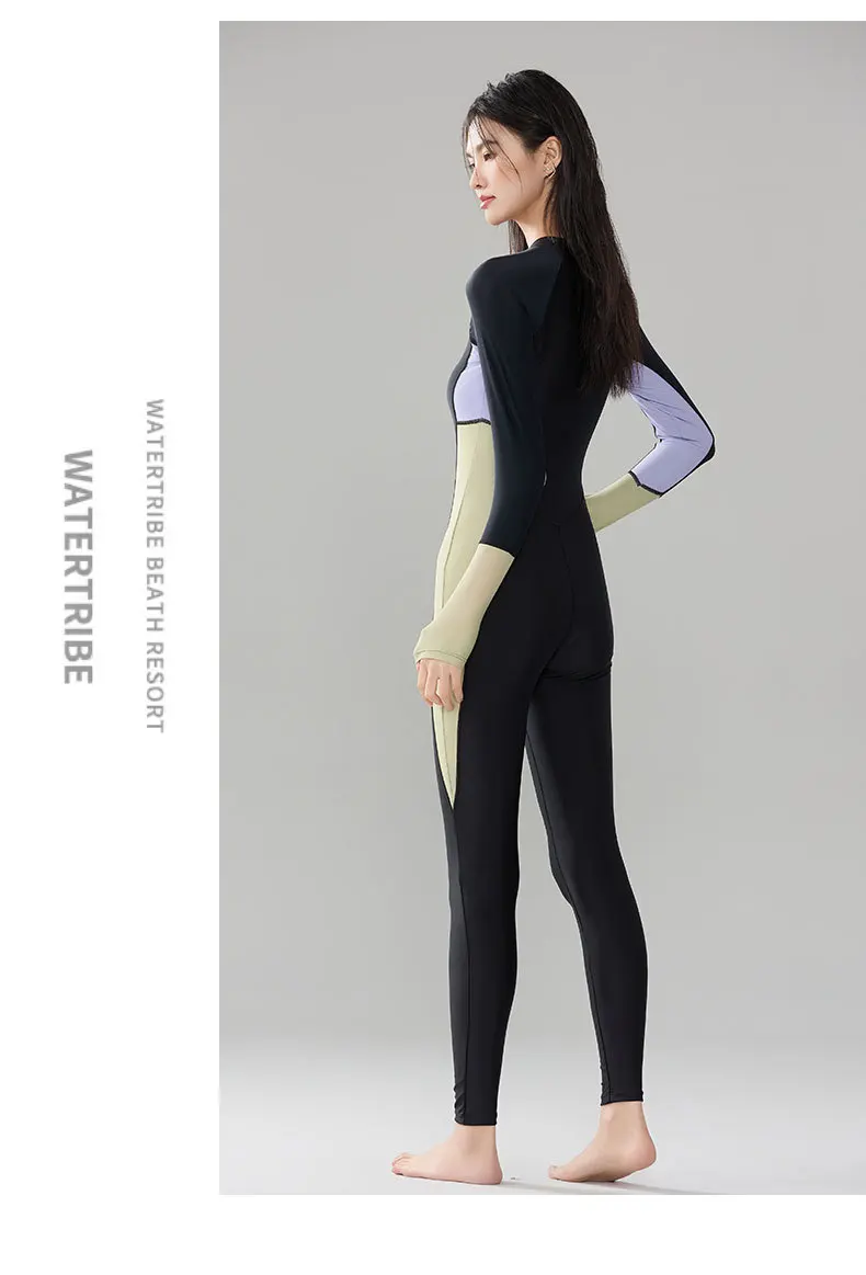 

Женский открытый водонепроницаемый пляжный серфинг, спортивный рашгард, цельный быстросохнущий купальный костюм с длинными рукавами