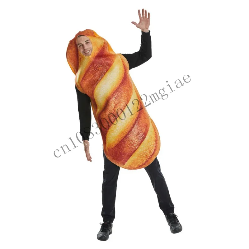 الخبز الرغيف الفرنسي تأثيري بذلة للكبار للجنسين الغذاء تونك هالوين عيد الميلاد كرنفال زي حفلة تنكرية CMM221