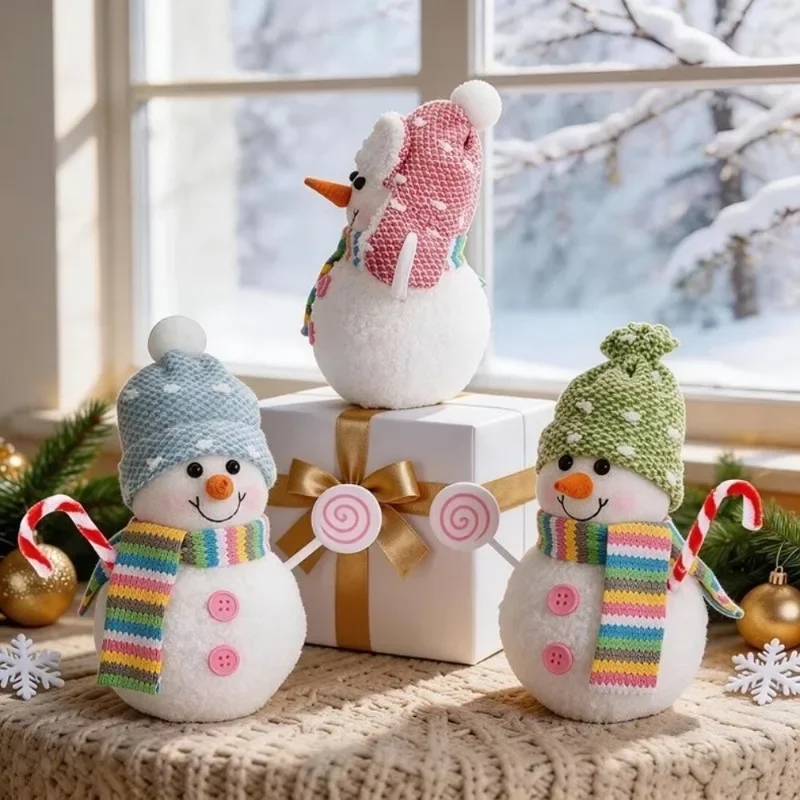 Handmade Christmas Snowman Lights LED Warm White Glowing Ornament Gift Giving for Indoor Home Tabletop Decor