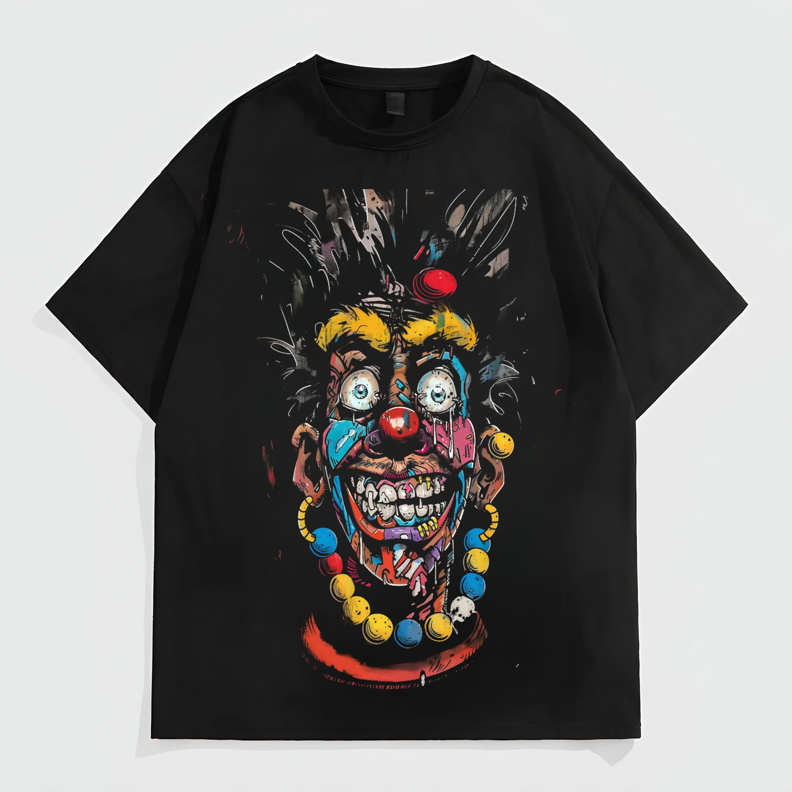 

Teevo Men's Oversized T-Shirt with Clown Face Print for Casual Wear