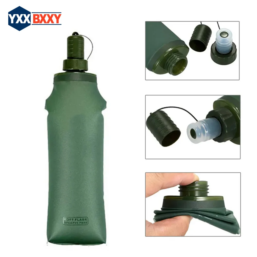 

250ML 500ML Soft Flask, Running Water Bottle Foldable TPU Hydration Flask for Running Hydration Pack Cycling Hiking Marathon