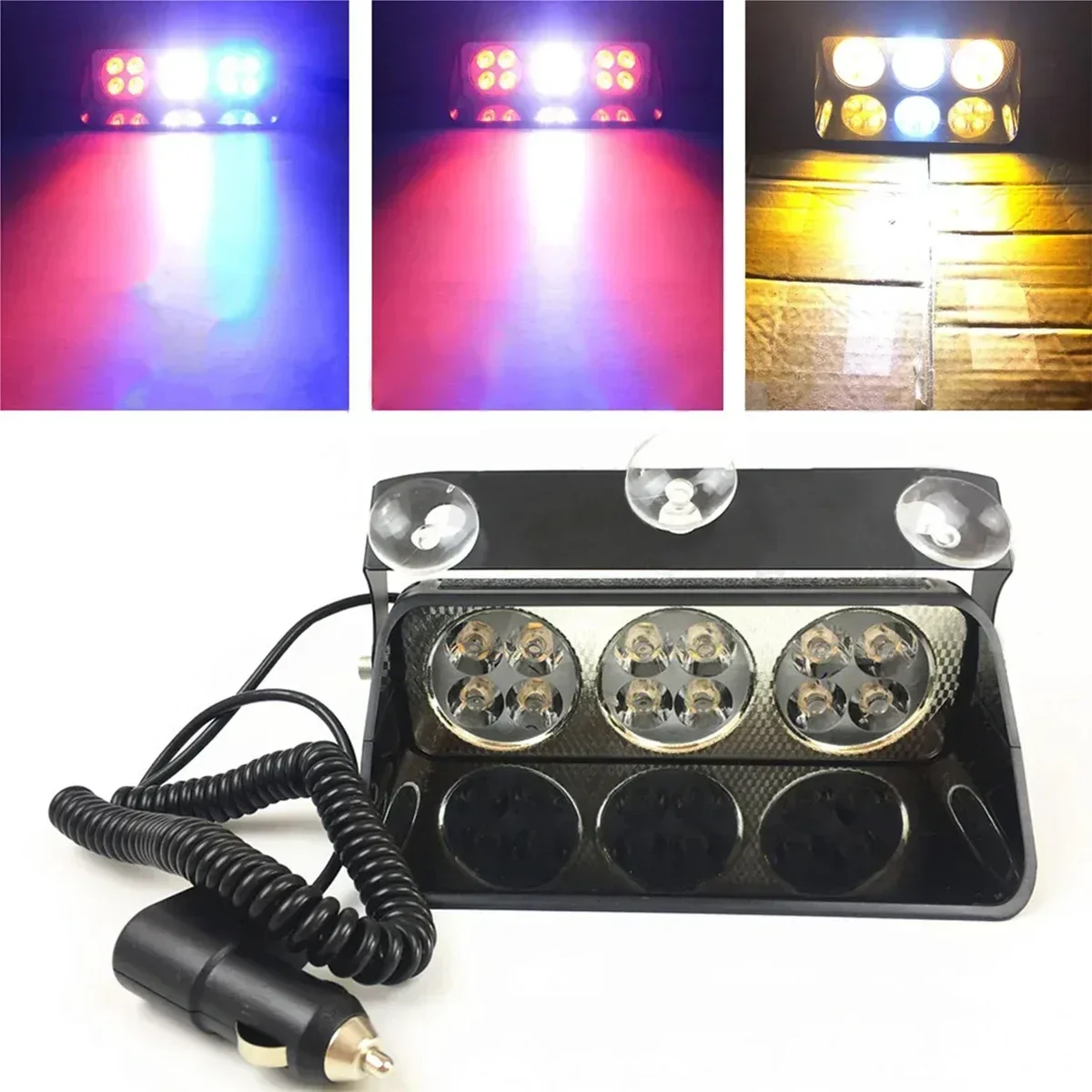 

Car Police Fireman Emergency Flasher Lamp 24W 12LED Windshield Warning Flash Light Dashboard Strobe Light