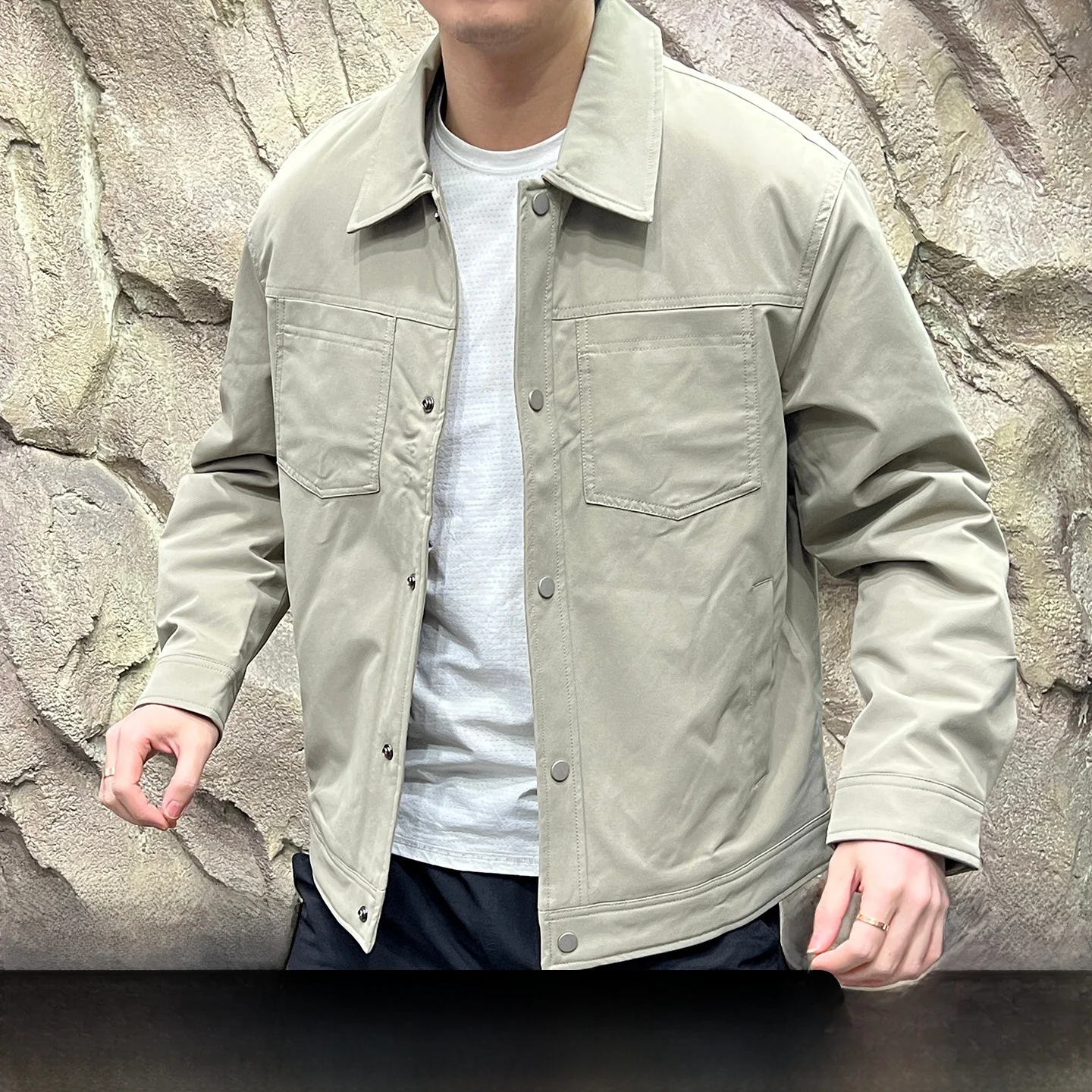 

Faionable Men's Cotton Jaet with Quilted Interior And Collar Autumn Winter Warm Outerwear Stand Fit Youth Trend