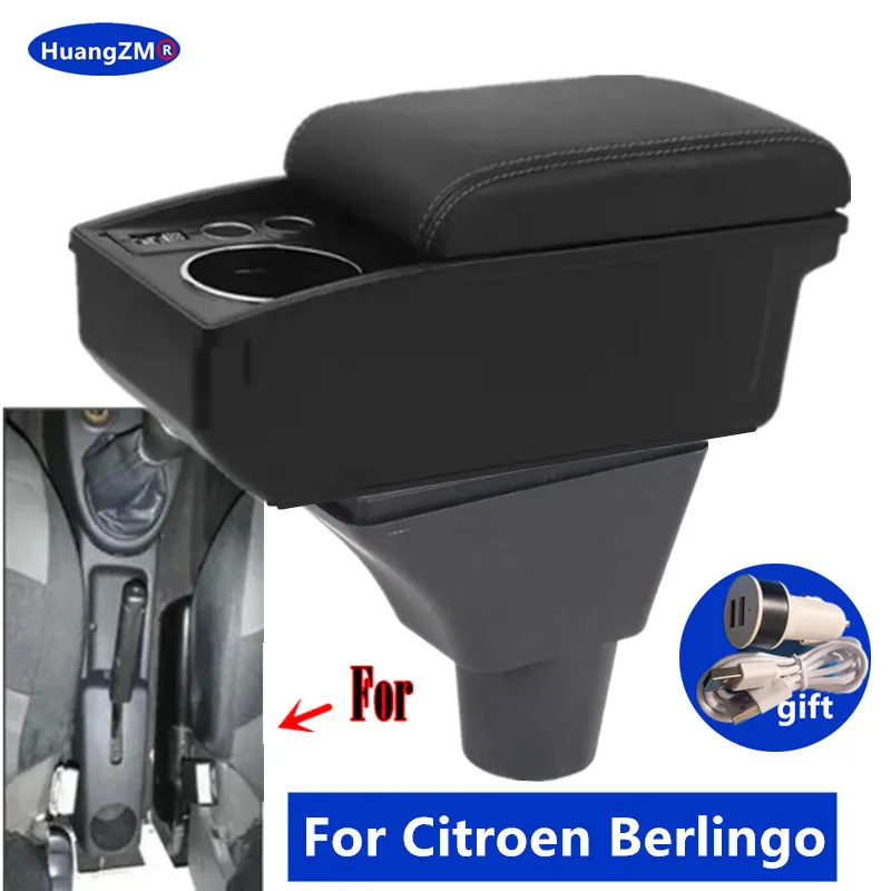 

Car Armrest Box For Citroen Berlingo double-layer Central Storage Box Cup Holder usb port Dedicated Retrofit Car Accessories