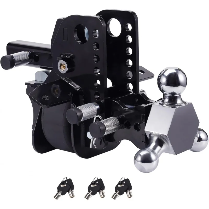 

Air Ride Bag Adjustable Trailer Hitch with Tri-Ball(1-7/8", 2", 2-5/16"), Towing Suspension 6" Drop/Rise