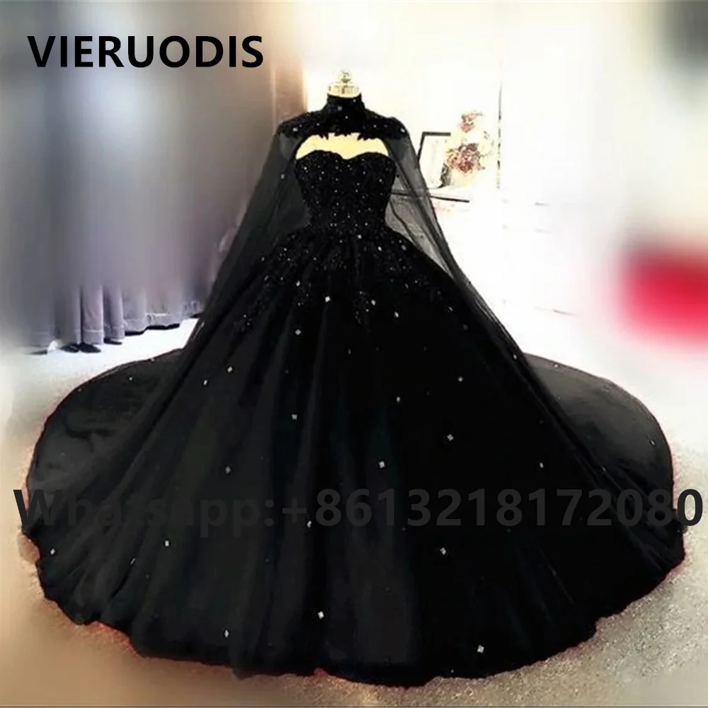 

Black Ball Gown Quinceanera Dresses With Wrap Sweet 16 Appliques Prom Gowns Vestido De 15 Anos Quinceanera