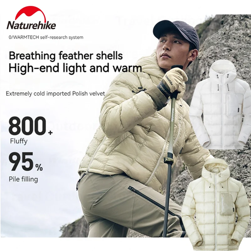 Naturehike 800PF Ultralight Goose Down Jacket Hooded Winter Thermal 10D Waterproof Outdoor Camping Climbing Parka Coat Men Women