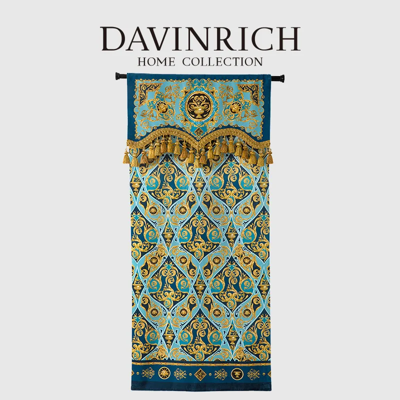 DAVINRICH Medusa Style Short Curtain With Tassels 80x180cm Lush Velvet Tapestry Balcony Valance Room Divider Curtain Home Décor