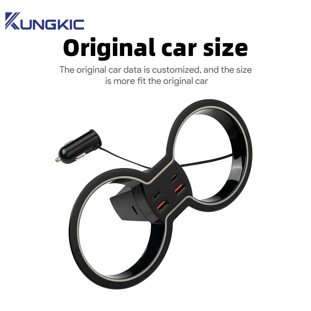 For Honda Civic 11th Gen 2022 2023 2024 2025 Docking Station 45W Quick Charger USB Shunt Hub Power Splitter Type-C Charger