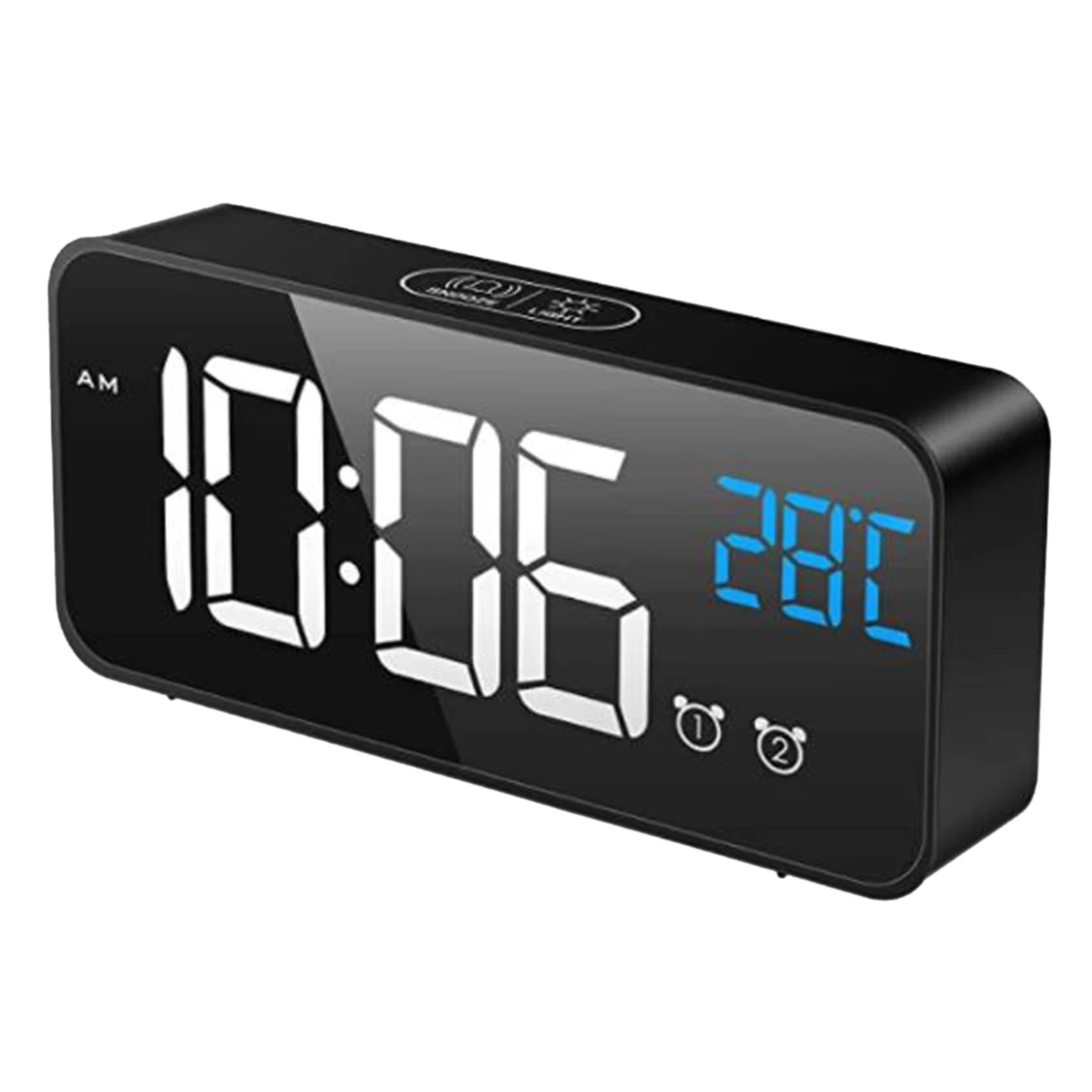 AA94-Alarm Clock Mains Powered, Digital Clock Battery Powered With Temperature Display, Snooze, Dual Alarms For Bedroom