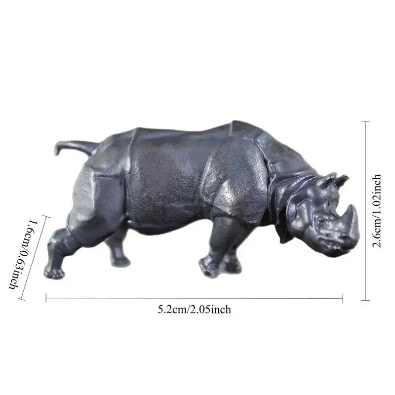 Brass Rhinoceros Figurines Desktop Ornaments Creative Copper Animal Miniatures Crafts Home Decoration Office Accessories