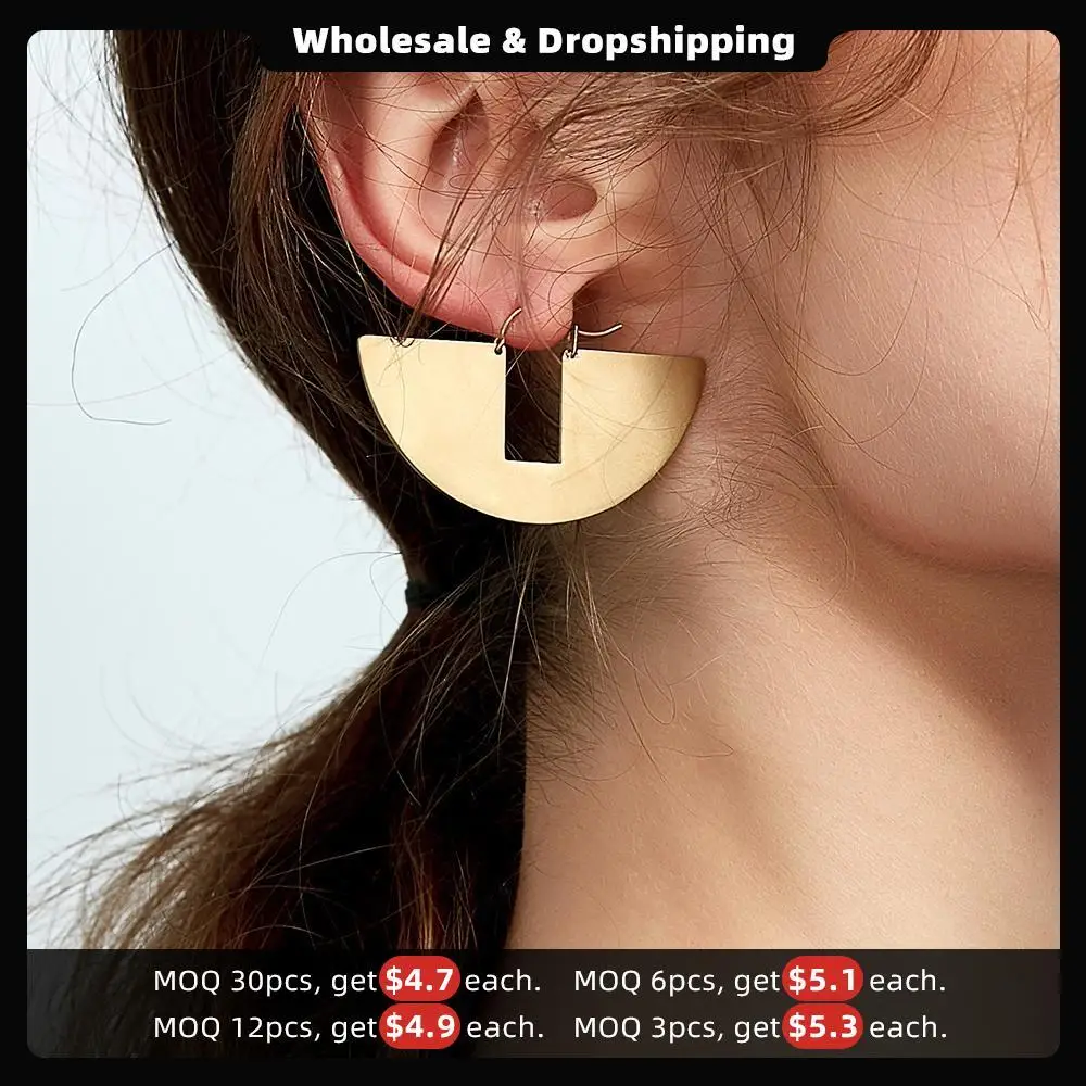 Enfashion Vintage Big Circle Dangle Earrings Matte Gold color Fan Earings Drop Earrings For Women Long Earring Jewelry brinco