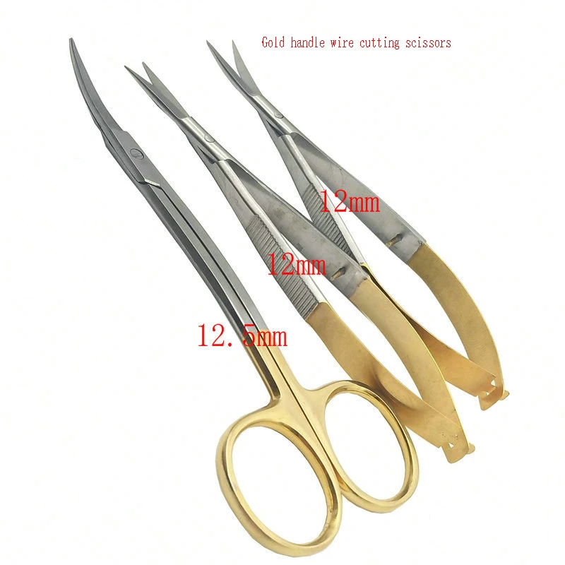 Double eyelid scissors with gold handle, thread removal, eye corner beauty, fine scissors, straight head tissue scissors, gingiv