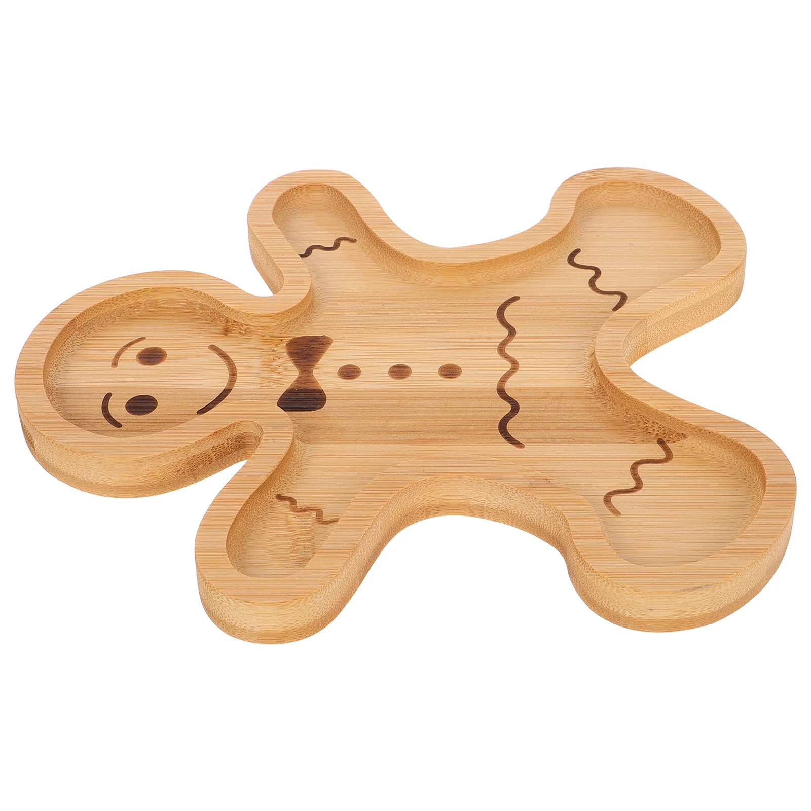 Gingerbread Man Tray Holiday Treat Platter Serving Board Fruit Tray Kitchen Dining Bar Wooden Snack Tray Elegant