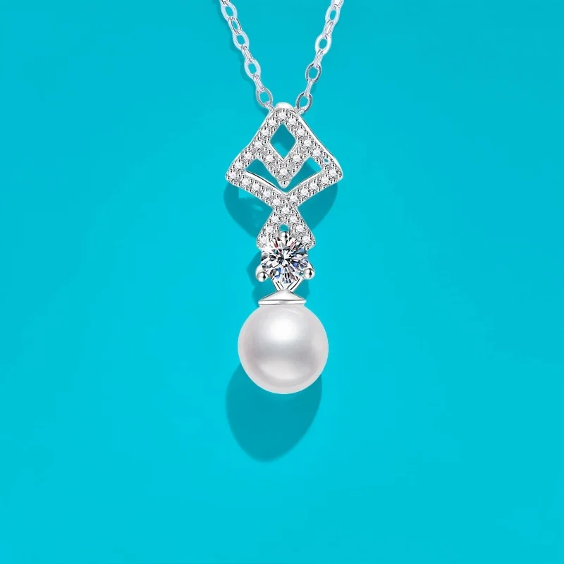 

Натуральный пресноводный жемчуг 8 мм Аврора, круглое ожерелье с подвеской в виде веера-хвоста, серебро S925, ювелирные изделия из муассанита, сертифицированное GBA, регулируемое