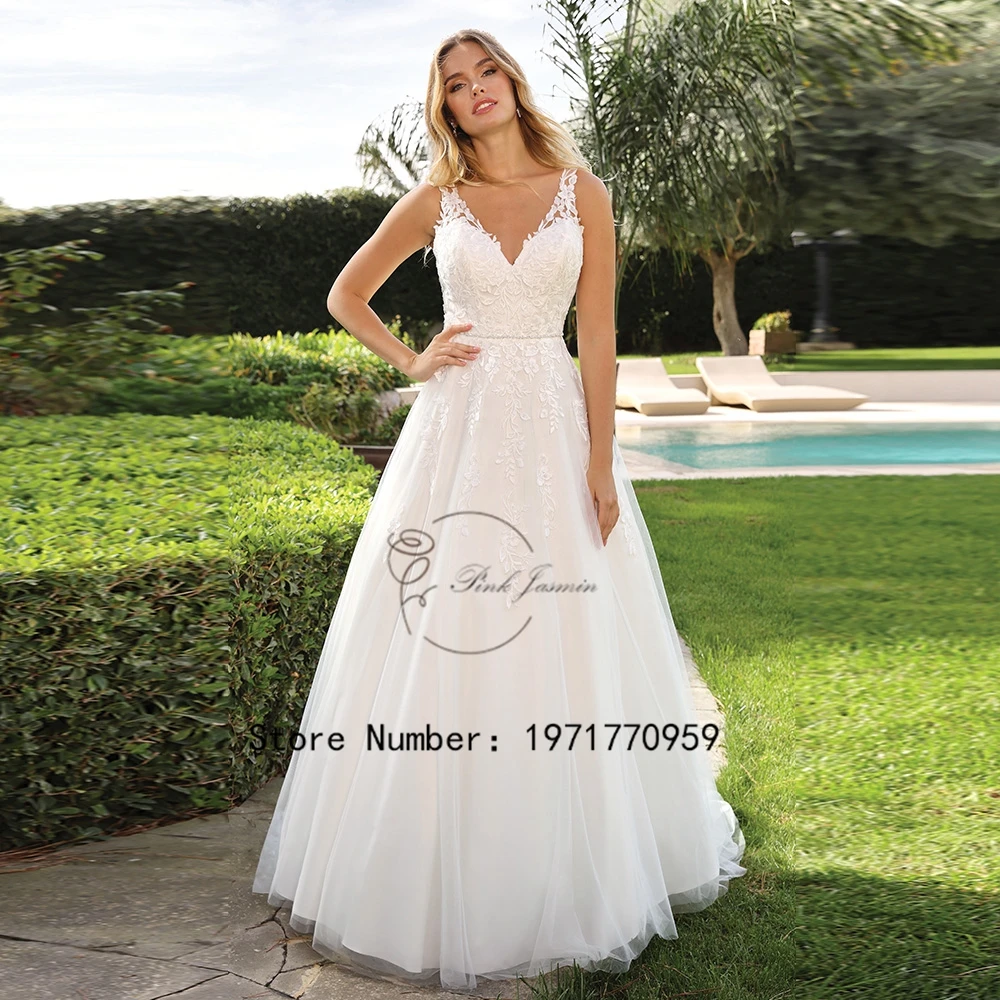 Robe de Mariée Ivoire à Bretelles Spaghetti pour Femme, Magnifique, Élégante, avec Appliques, Forme Trapèze, Bouton au Dos, Nouvelle Collection 2024