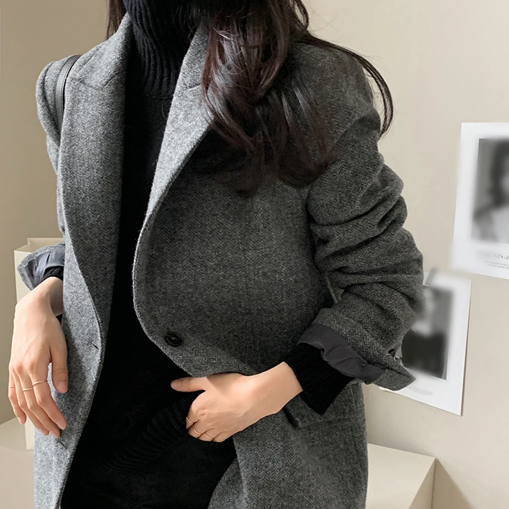 

Модный пиджак, весенняя одежда, однобортное женское пальто, отпускной костюм, свободный пиджак, пиджак обычной длины