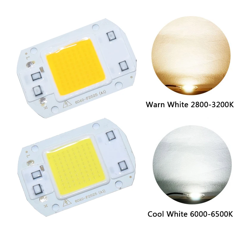 Inteligentna dioda LED o dużej mocy AC110V/220V, bez napędu, układ scalony, 20W, 30W, 50W, DIY, omni, COB, reflektor LED, zewnętrzna lampa układowa