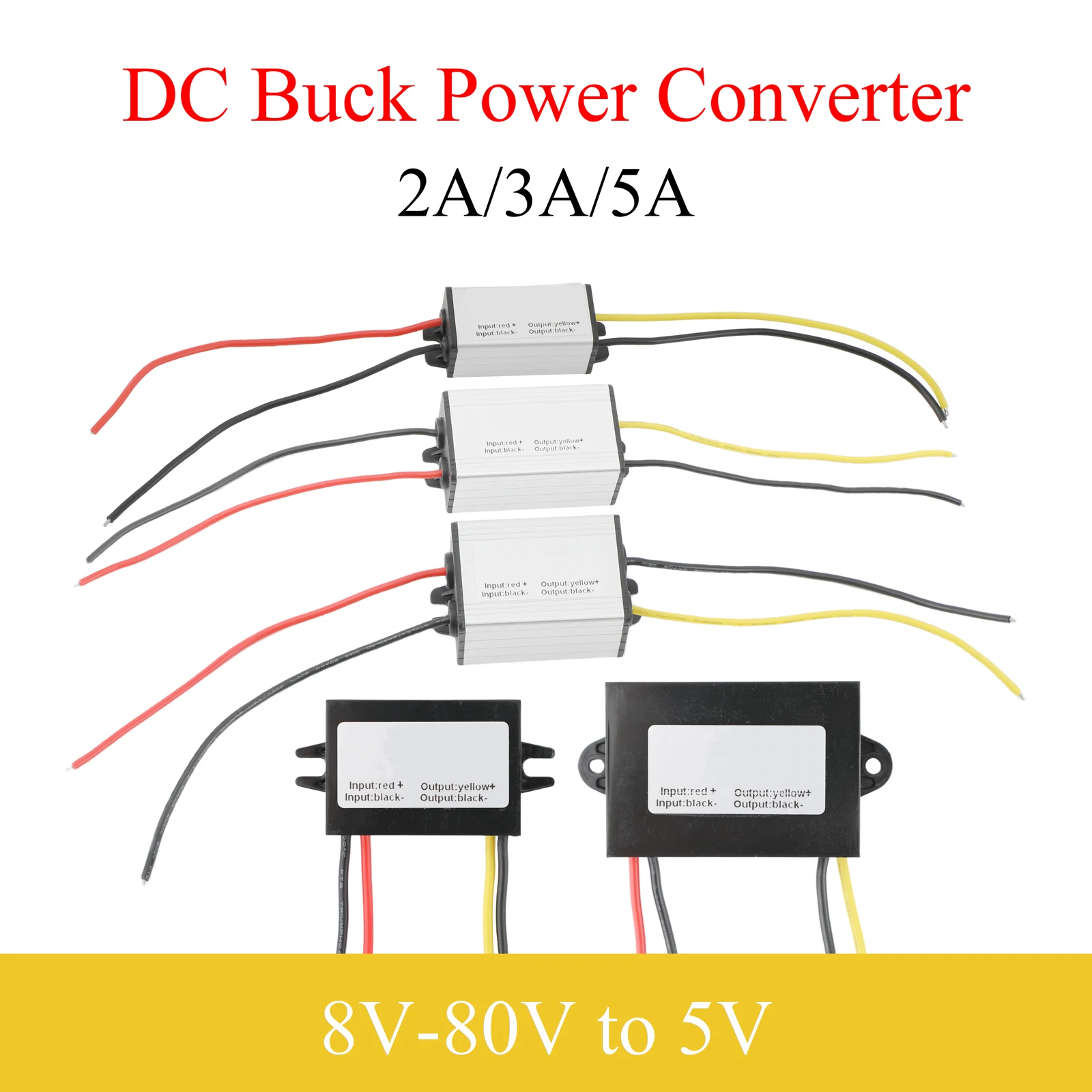 DC 8V-80V to 5V Power Converter 2A 3A 5A Buck Regulator Step-Down Voltage Automotive Power Supply Moudle For Car