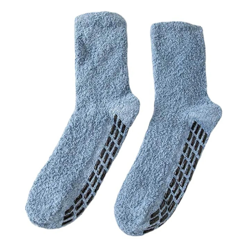 Unisex Winter Fuzzy Slipper Socks Solid Color Non Slip Grip Warm Floor Hosiery Drop Shipping