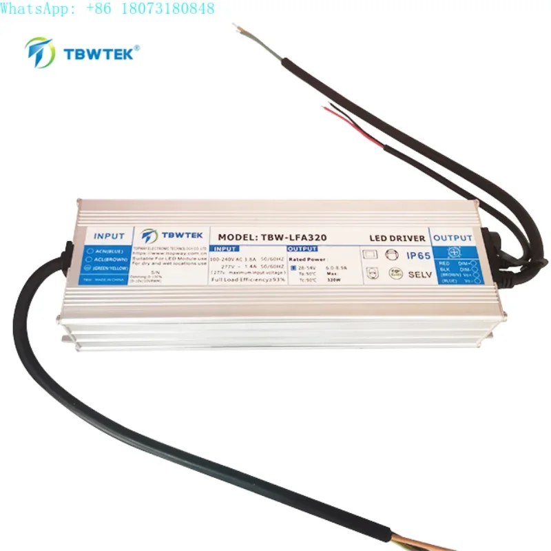 

UL OEM TBWTEK DC 320W dimmable led driver IP67 Waterproof Power Supply 28V 56V Switching Power Supply Dimmable PWM