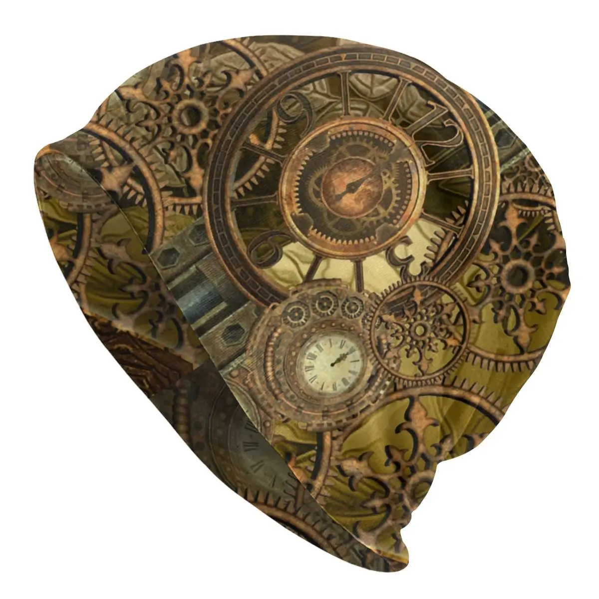 

Steampunk Clocks Pattern Beanies Caps Men Unisex Streetwear Winter Warm Knitting Hat Adult Metal Mechanical Gears Bonnet Hats