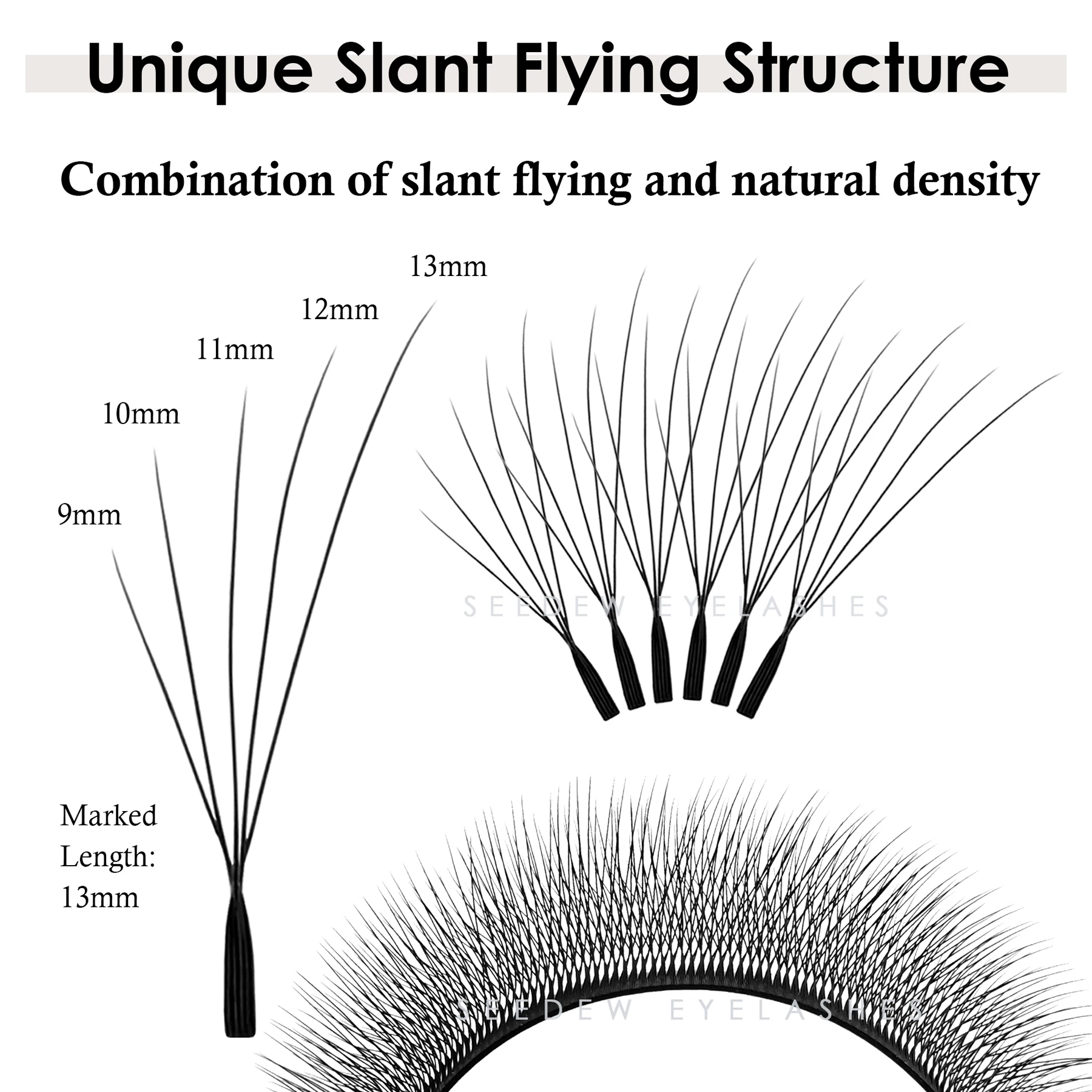 SEEDEW Fox 5D Eyelash Extension W-Shaped Clover Air Serie Cat Eye Volume Fox Eye Lashes Slant Flying False Eyelashes