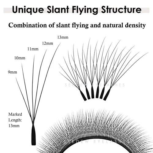 Imagen 2 del producto Extensión de pestañas SEEDEW Fox 5D, Serie de aire en forma de W, volumen Natural suave, pestañas de ojos de zorro, pestañas postizas voladoras inclinadas
