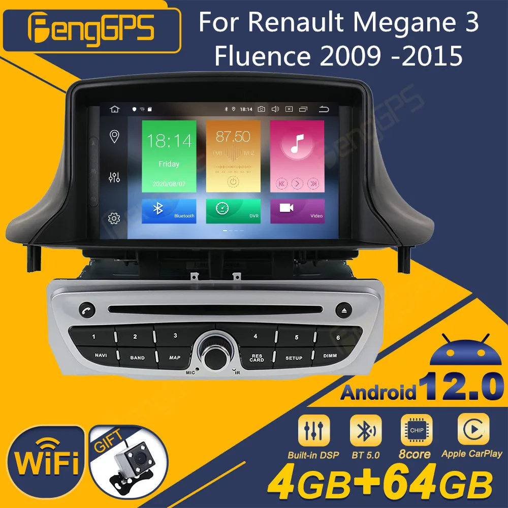 For Renault Megane 3 Fluence 2009 -2015 Car Radio Wireless Carplay Android Auto Stereo Receiver Autoradio Multimedia Player GPS