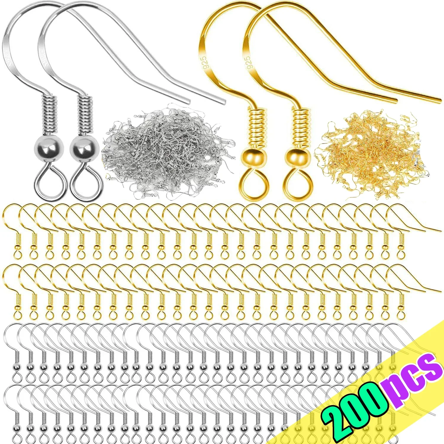 

200pcs DIY Earring Findings Earrings Clasps Hooks Stainless Steel Hypoallergenic Earring DIY Making Accessories Hook Earwire