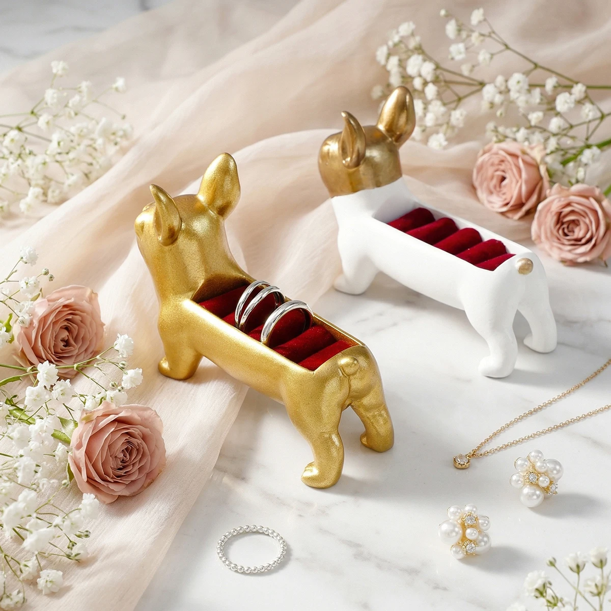 1PC, A Cute Cartoon Dog-Shaped Jewelry Storage and Display Box, Made of Resin, as an Indoor Tabletop Decoration Item