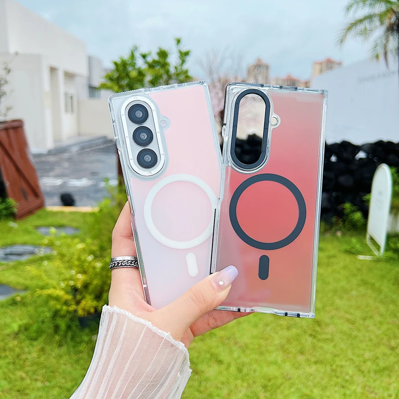 

fundas For Samsung Galaxy Z Fold 7 Case ELVEV Magnetic Colorful Hard PC + Soft TPU Back Phone Cover 폴드7 알루미늄