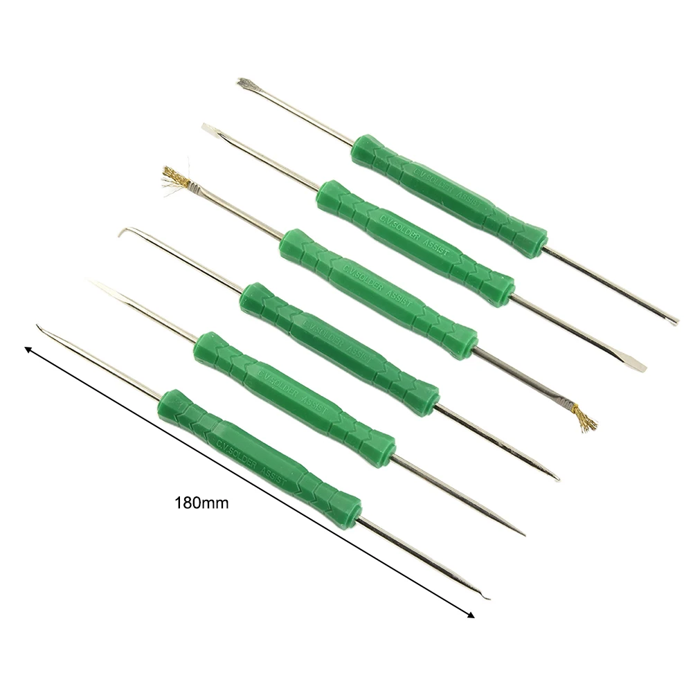 6pcs Desoldering Aid Tool Kit Welding Work Help Solder Auxiliary Tools Electronic Heat Assist For Grinding PCB Cleaning Repair