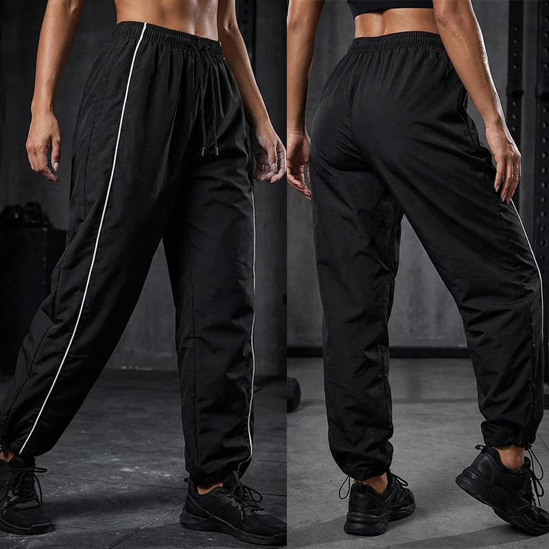 Athleisure-Hose für Damen mit verstellbaren Kordelverschlüssen, Fitnessstudio, Workout, Laufhose mit Seitentaschen, sportliche, schnell trocknende Jogginghose