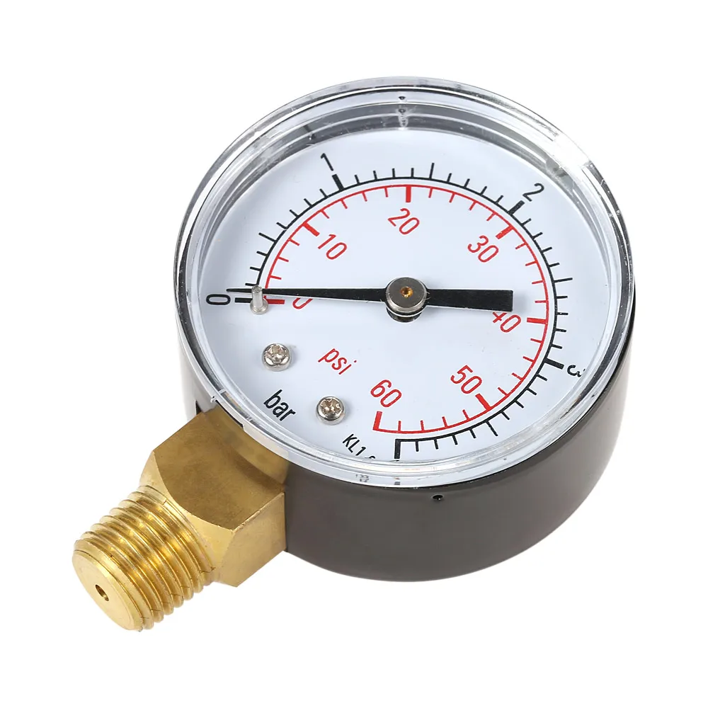 50mm Manometer 0~15psi 0~1bar / 0~60psi 0~4bar Water Pressure Dial Hydraulic Pressure Gauge 1/4\