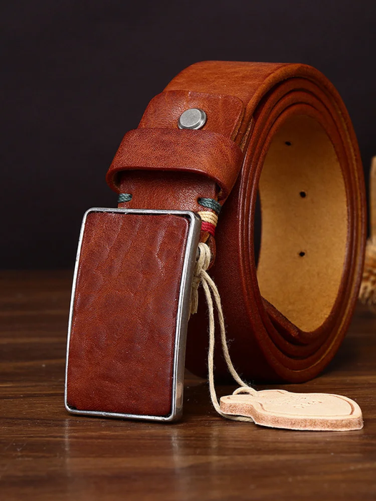 ceinture-pour-homme-en-cuir-veritable-pleine-fleur-motif-retro-effet-teinture-a-l'eau-avec-boucle-lisse-en-acier-inoxydable-et-boucle-a-ardillon