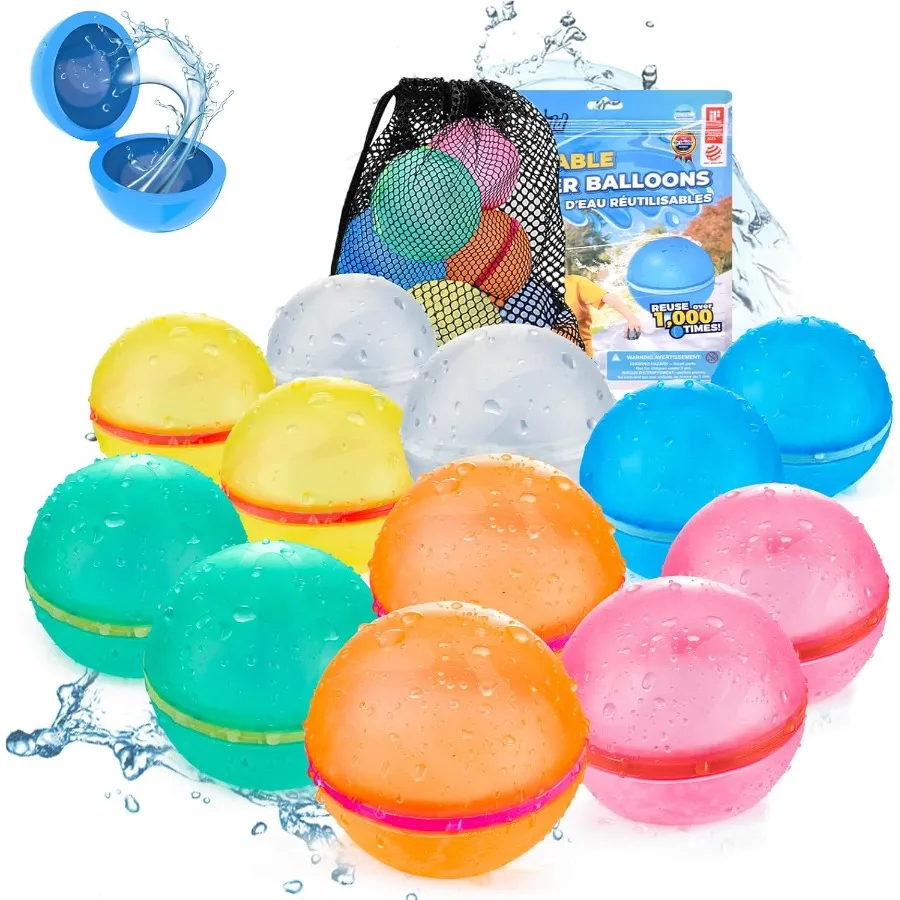Palloncini d'acqua riutilizzabili con borsa a rete Bomba per spruzzi d'acqua autosigillante rapido in silicone senza lattice per adulti Gioco d'acqua Giocattolo da bagno Cacca