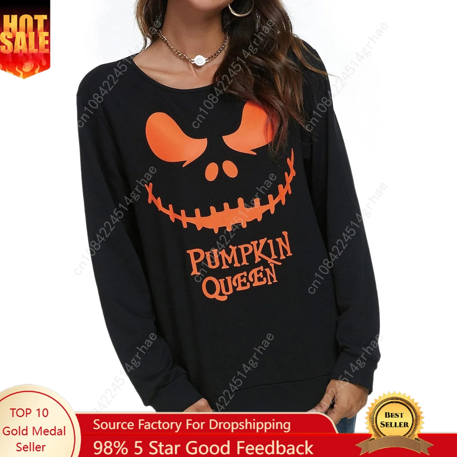 

Women's Funny Halloween Pumpkin Face Sweatshirt Slouchy Witch Shirt Long Sleeve Pullover Tops for Thanksgiving Gift