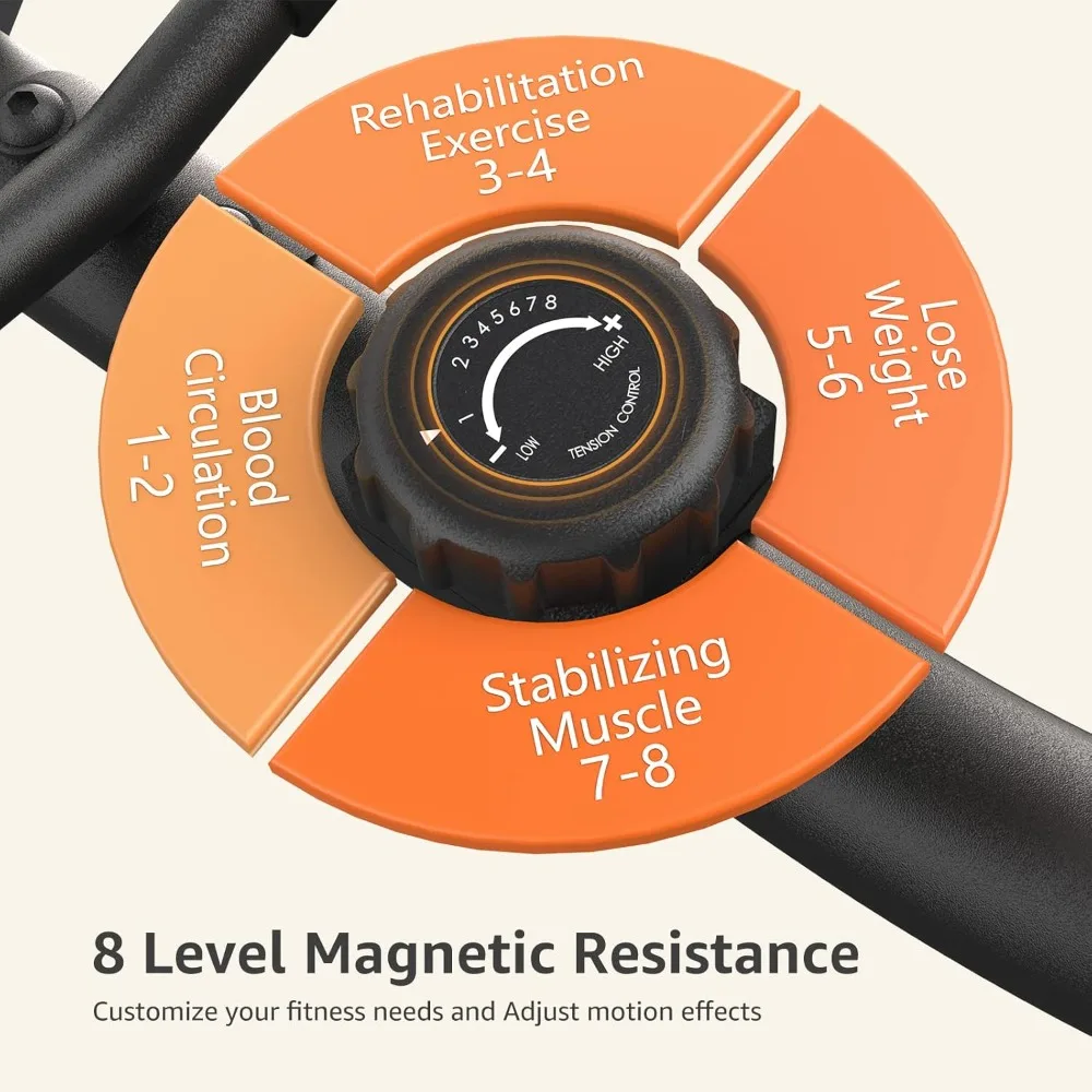 Odchylny rower treningowy dla dorosłych i seniorów - magnetyczny sprzęt do ćwiczeń na rowerze w pomieszczeniach do ćwiczeń w domu, czarny