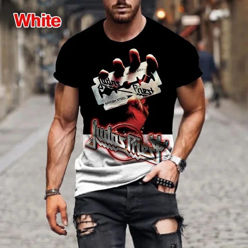 Hip Hop Rock Judas Priest Band 3D Printed Men'S T-Shirt Casual O Collar Short Sleeve Top Street Trend Oversized T-Shirt Clothing