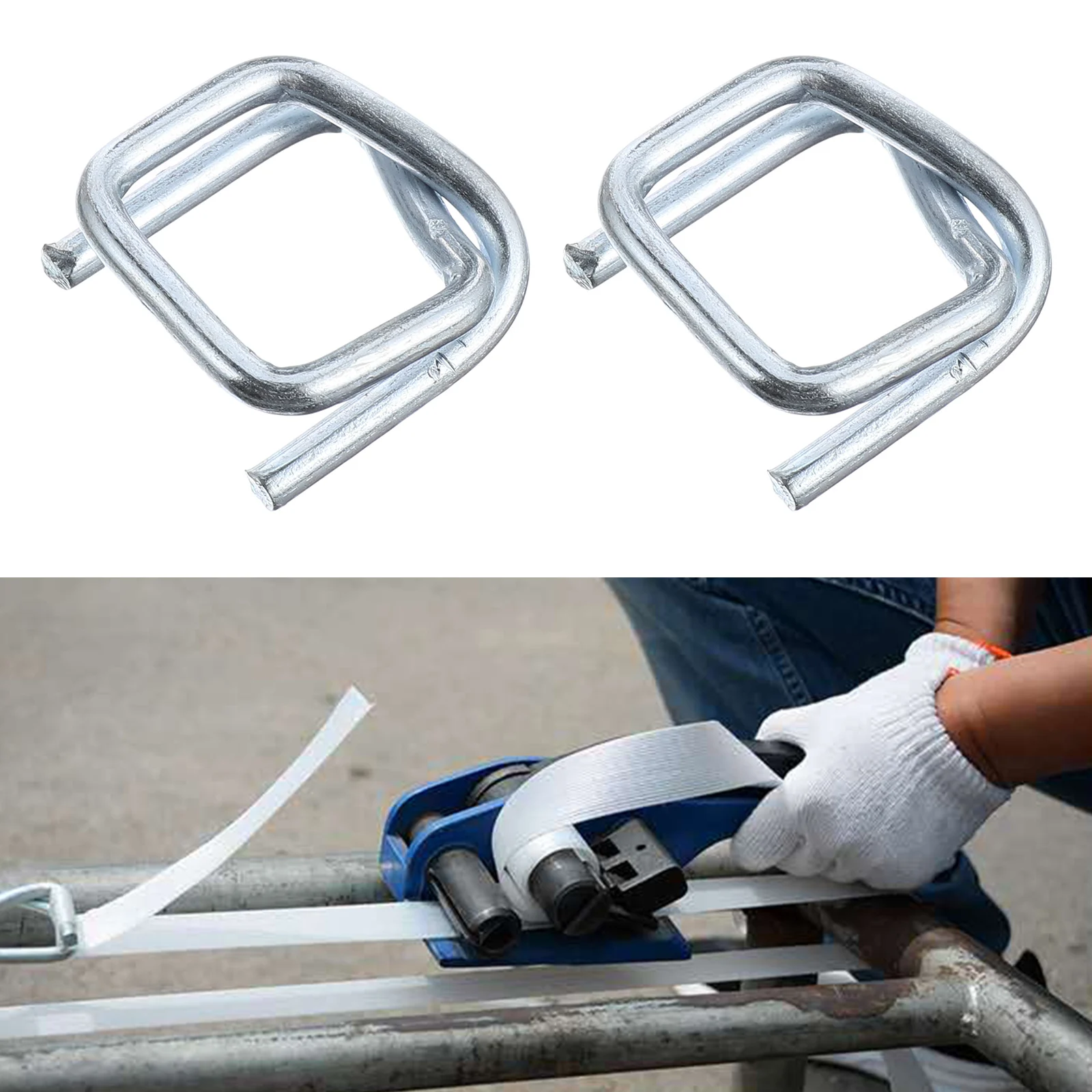 

100pcs Galvanized Packaging Buckles Heavy Duty Cord Strapping Buckles Package Fixing Rings Metal Coating Superior Strength