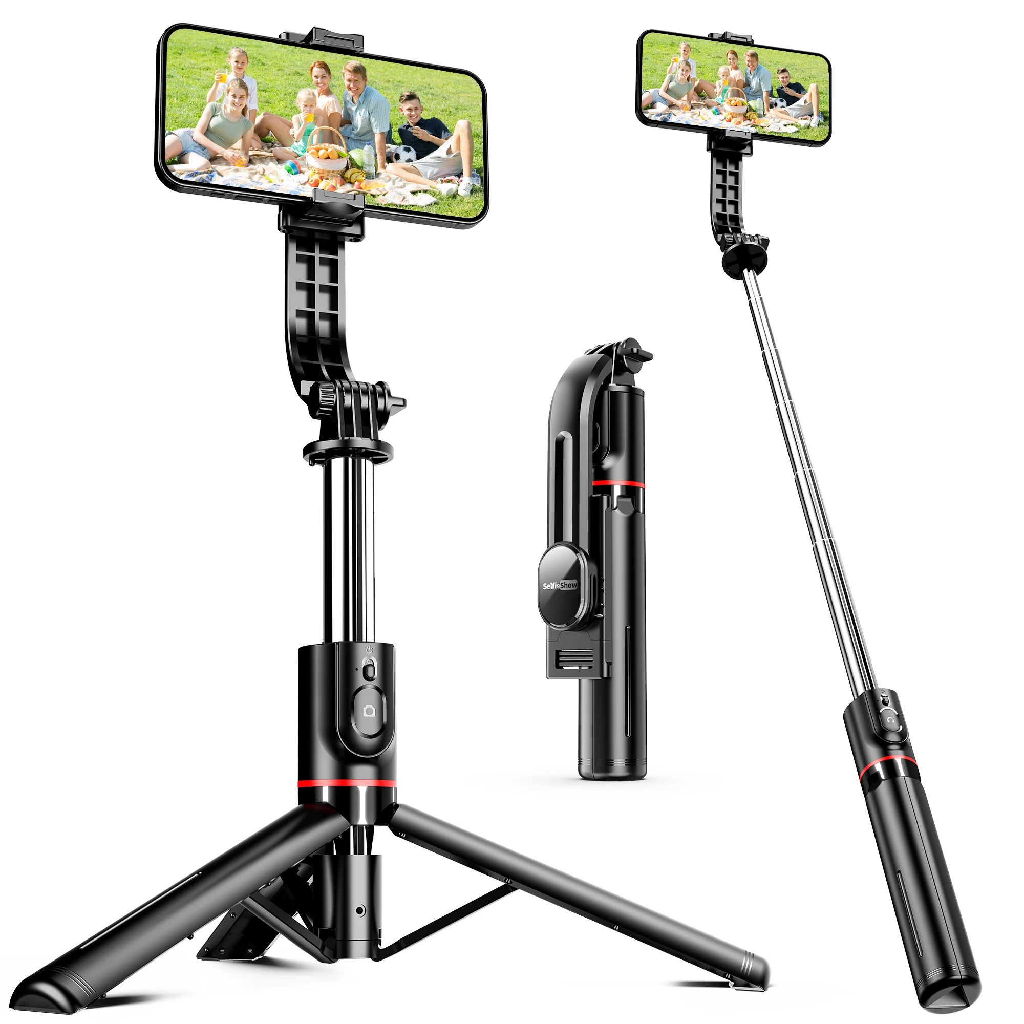 

Selfieshow L13 Wireless Bluetooth Remote Foldable Tripod Selfie Stick 1130mm Stabilizer Monopod for Android IOS Smartphone