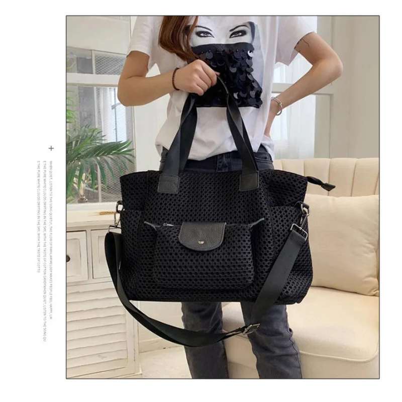 VOLASSS Large Capacity Women Totes Bag For Traveling Ladies Handbags Korean Style Fashion Mesh Girl Shoulder Bags Designer Tote