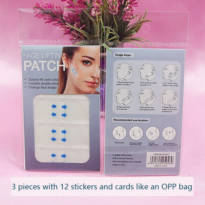 12Pcs/3Sheets Waterproof V Face Makeup Adhesive Tape Invisible Breathable Lift Face Sticker Lifting Tighten Chin